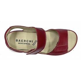 Baerchi 11A 39700 Tokat Rojo, Sandalia de mujer, plantilla extraíble, velcros, piel y piso ligero antideslizante