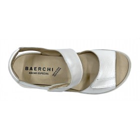 Baerchi 15 39700 Beyaz, Sandalia de mujer, blanco perlado, plantilla extraíble, velcros, piel y piso ligero antideslizante