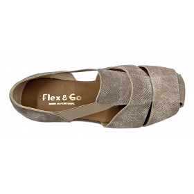 Flex&GO 87 SD1110 Alfa Tan, beig, sandalia cerrada de mujer, elásticos, piel y piso de goma