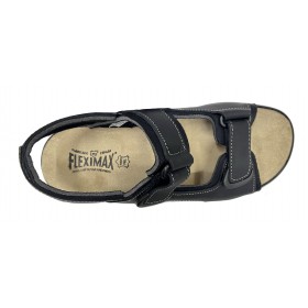 Fleximax 357 Negro, Sandalia de hombre, piel, velcros y piso antideslizante