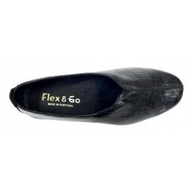 Flex&Go 55E ST0183 Lizard Gun, brillo, piel suave, elástico empeine y cuña