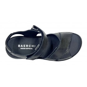 Baerchi 16 39701 Negro, Sandalia de mujer, plantilla extraíble, velcros, piel y piso ligero antideslizante
