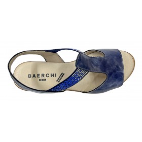 Baerchi 21 40000 Metalizado Marino, Sandalia de mujer, azul, piel y piso ligero con cuña