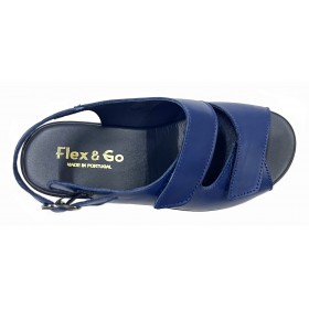 Flex&GO 61E SD0576 Volvo Royal, Marino, sandalia de mujer, azul, cierre con hebilla y dos velcros, piel y piso de goma