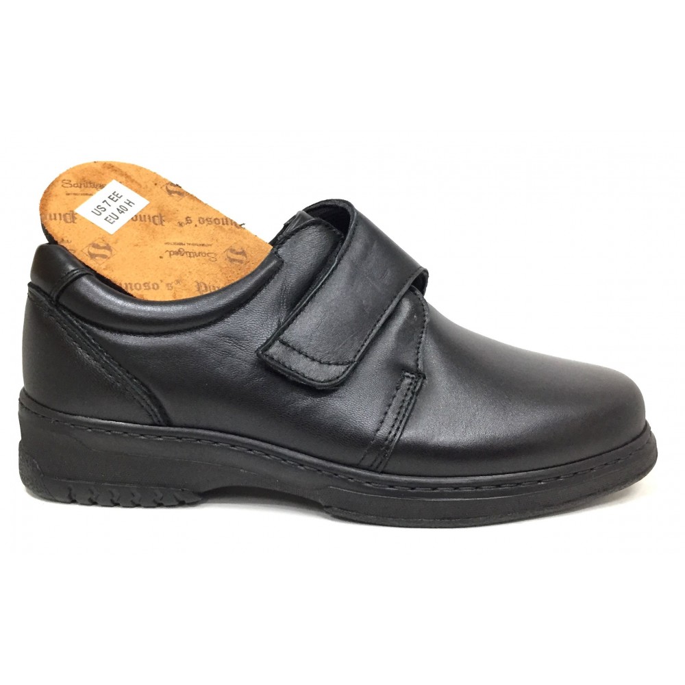 zapato hombre pinoso's diabético piel napa negro ancho 12 con velcro