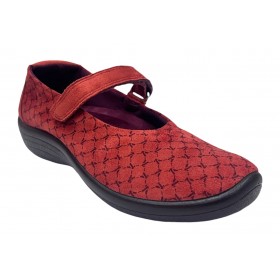 Arcopedico 4826 ESTRELA J93 Arabesque, zapato merceditas mujer, lytech, rojo, velcro y plantilla extraíble