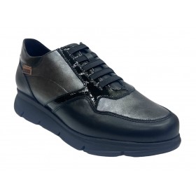 Baerchi 31 54061 Negro, piel, zapato deportivo mujer, elásticos, piso de goma antideslizante y plantilla extraíble