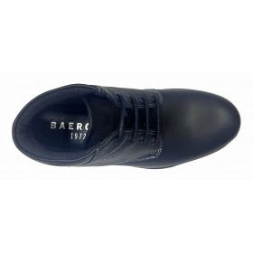 Baerchi 2082 Napa Negro, botín de hombre, piso goma, plantilla extraíble y cordones