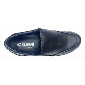 SUAVE 56 3607 Negro, mocasín, piel, plantilla extraíble y piso de goma