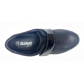 SUAVE 61 3203 Cinder Negro, deportivo velcro, piel, plantilla extraíble y piso de goma