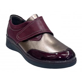 SUAVE 67 3587 Maroon Dorado, deportivo velcro, piel, plantilla extraíble y piso de goma