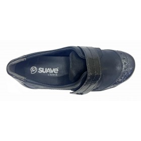 SUAVE 87 3100 Spark Cinder, pie diabético, horma extra ancha, piel y charol, velcro, dos plantillas extraíbles y piso de goma