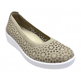 Doctor Cutillas 45 38473 Platino, mocasín de Mujer, beig, textil calada y plantilla