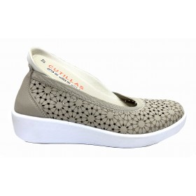 Doctor Cutillas 45 38473 Platino, mocasín de Mujer, beig, textil calada y plantilla