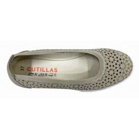 Doctor Cutillas 45 38473 Platino, mocasín de Mujer, beig, textil calada y plantilla