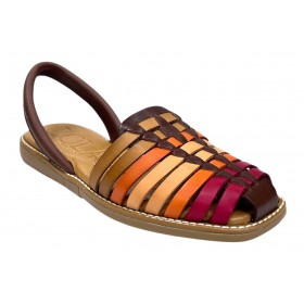 Lola Almagro 06 9360 Combi Bone, menorquina piel mujer, rojo, naranja, puntera cerrada, piso de goma
