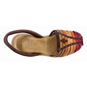 Lola Almagro 06 9360 Combi Bone, menorquina piel mujer, rojo, naranja, puntera cerrada, piso de goma