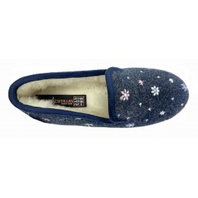 Doctor Cutillas 320 Marino, zapatilla casa, corazones, mujer, forro de lana y piso de goma