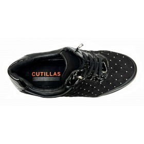 Doctor Cutillas 43 38611 Negro, deportivo mujer, Horma ancha, cordones elásticos, piso ligero y plantilla extraíble