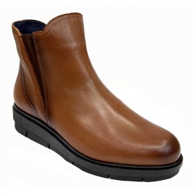 Baerchi 33A 32503 Napa Cuero, botín mujer, ancho especial, cremallera, cuña y plantilla extraíble