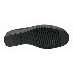 Leyland 01 4100 Negro, Mocasín de mujer, piel, grabada pala en charol con cuña