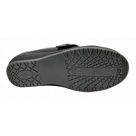 SUAVE 87D 3100 Negro, pie diabético, horma extra ancha, piel y charol, velcro, dos plantillas extraíbles y piso de goma