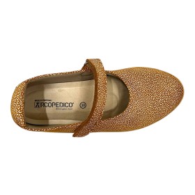 Arcopedico 4826 ESTRELA Alv Tea K55, zapato mujer, beig, lytech, azul, velcro y plantilla extraíble