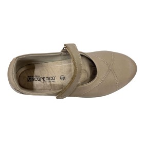 Arcopedico 4616 TRIGLAV J81 Taupe, zapato merceditas mujer, lytech, beig, velcro y plantilla extraíble