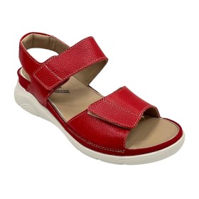 Baerchi 08 39700 Napa Rojo, Sandalia de mujer, plantilla extraíble, velcros, piel y piso ligero antideslizante