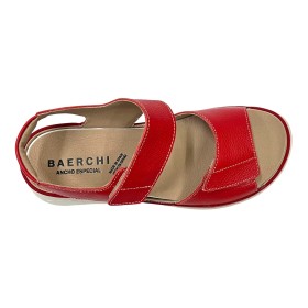 Baerchi 08 39700 Napa Rojo, Sandalia de mujer, plantilla extraíble, velcros, piel y piso ligero antideslizante