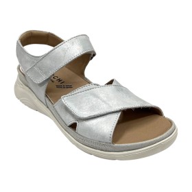 Baerchi 13 39701 Metal Hielo, Sandalia de mujer, plantilla extraíble, velcros, piel y piso ligero antideslizante