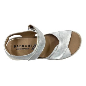 Baerchi 13 39701 Metal Hielo, Sandalia de mujer, plantilla extraíble, velcros, piel y piso ligero antideslizante