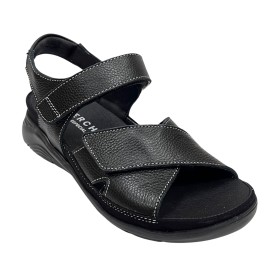 Baerchi 16A 39701 Negro, Sandalia de mujer, plantilla extraíble, velcros, piel y piso antideslizante