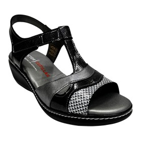Doctor Cutillas 13 32177 Negro, Sandalia de Mujer con cuña alta y cierre con velcro