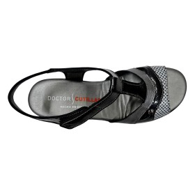 Doctor Cutillas 13 32177 Negro, Sandalia de Mujer con cuña alta y cierre con velcro