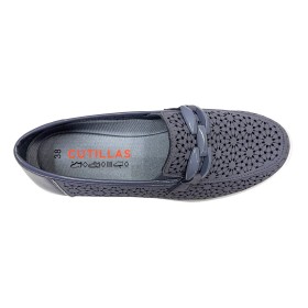 Doctor Cutillas 47 38475 Pacífico, mocasín de Mujer, azul, textil calada y plantilla