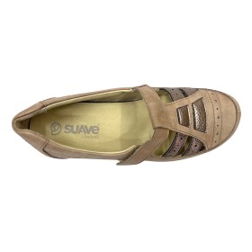Suave 32B 3105 Sandy Aztec, beig dorado, pie diabético, con velcro y plantilla extraíble
