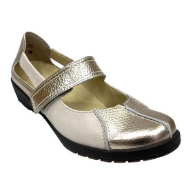 SUAVE 37 3429 Aspen Natural, Merceditas beige con velcro y plantilla extraíble