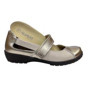 SUAVE 37 3429 Aspen Natural, Merceditas beige con velcro y plantilla extraíble